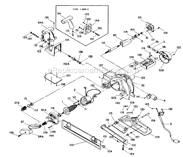 Page A Diagram and Parts List for 653 Type 3 Porter Cable Planer Jointer